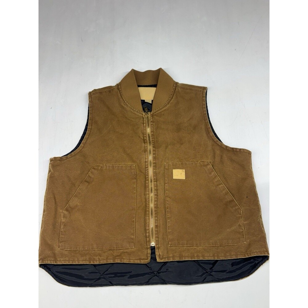 Boeing Canvas Vest Brown Quilt Lined Full Zip Mens XL - Carhartt Style Vintage